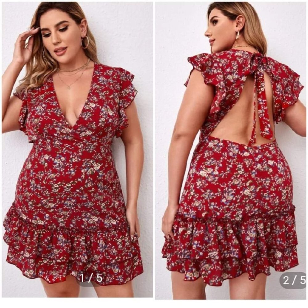Plus Size Red Floral Shein Dress